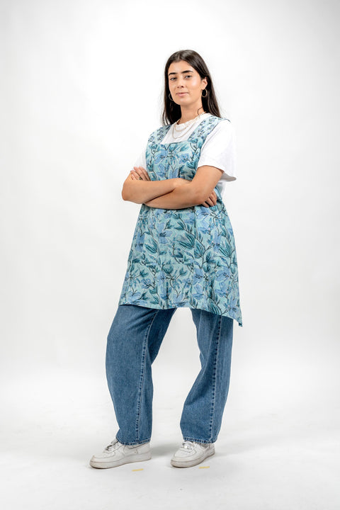 CROSS-BACK APRON - BLUE
