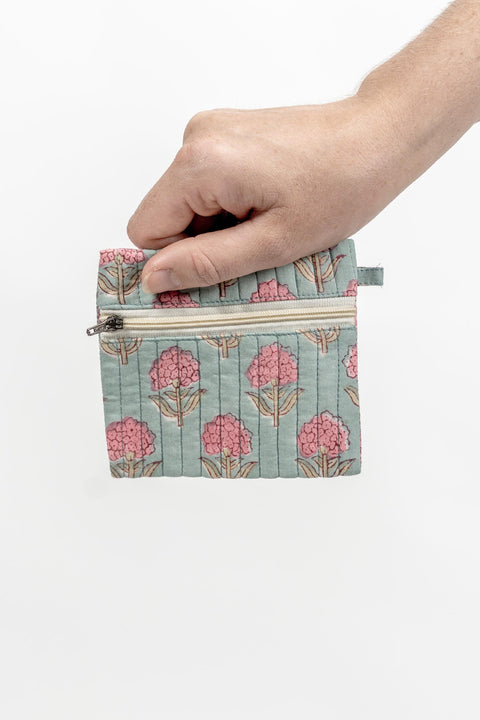COIN & CARD PURSE - LIGHT BLUE FLORAL