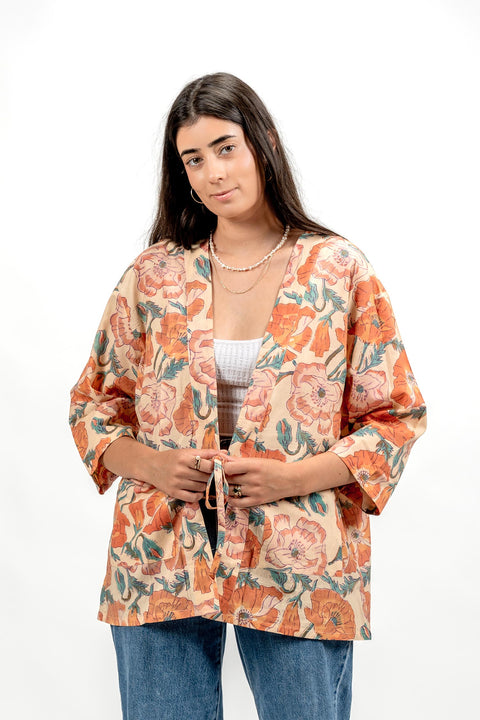 WRAP TOP - FLORAL PEACH