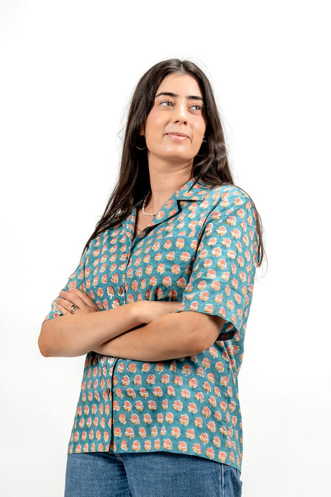 SHANTI MAXI SHIRT - RED LEAF