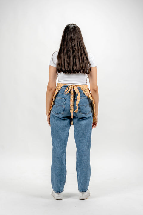 FRILLED WAIST APRON - YELLOW FLORAL