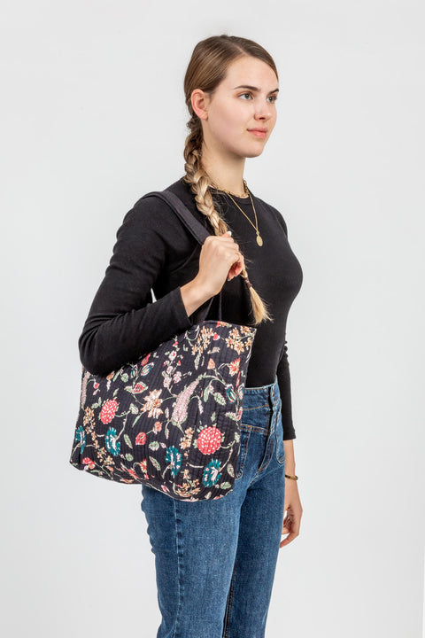 JIN TOTE BAG - BLACK FLORAL