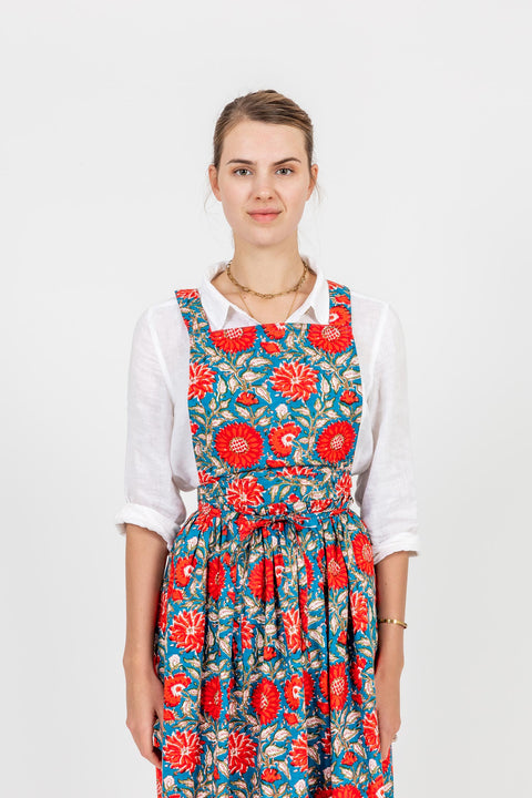 JIN APRON DRESS - RED PRINT