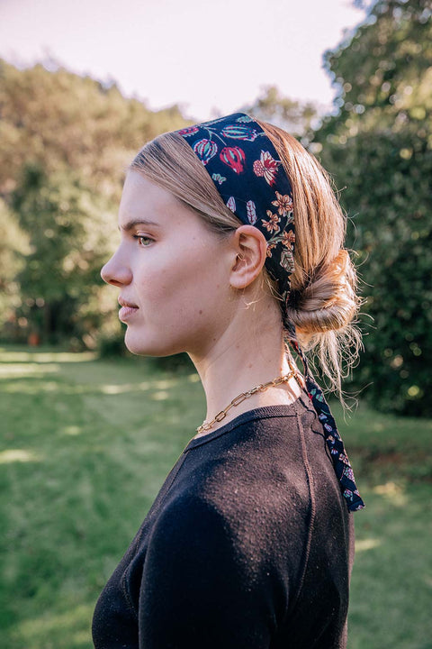 HEADBAND - BLACK FLORAL