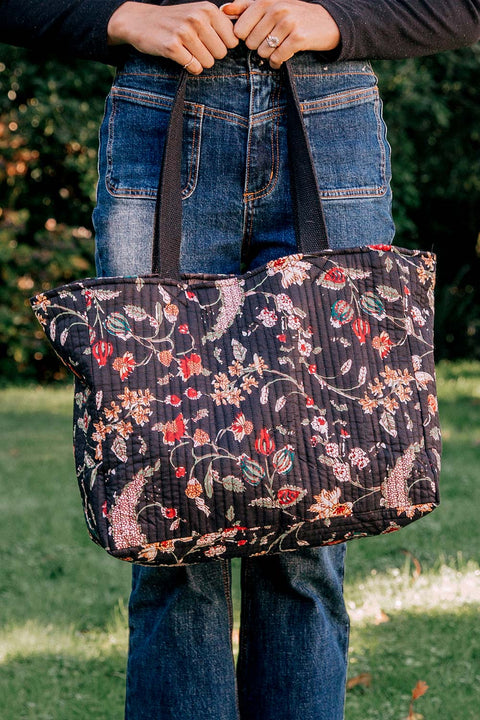 JIN TOTE BAG - BLACK FLORAL