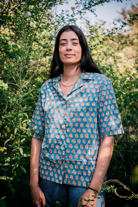 SHANTI MAXI SHIRT - RED LEAF