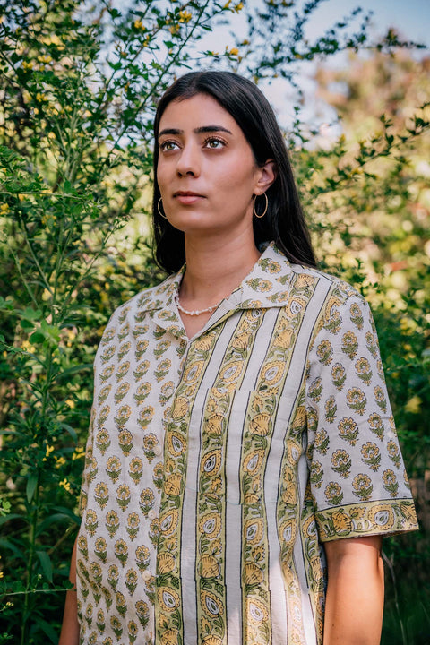 SHANTI MAXI SHIRT - YELLOW SUNFLOWER