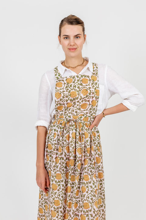 JIN APRON DRESS - YELLOW PRINT