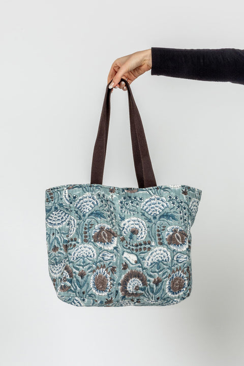 JIN TOTE BAG - MINT GREEN FLORAL