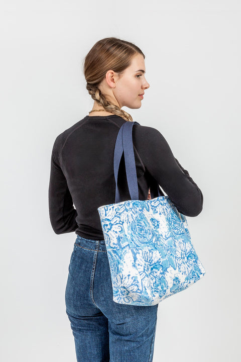 JIN TOTE BAG - BLUE FLORAL