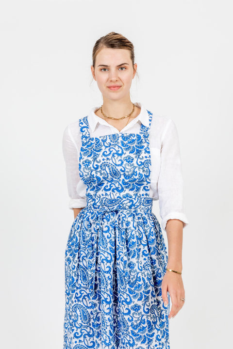 JIN APRON DRESS - BLUE PRINT